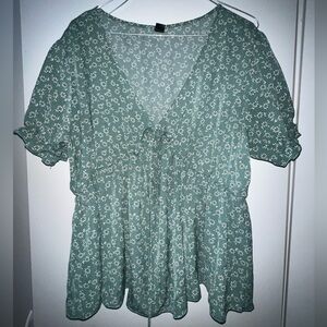 Floral Green Women's Top